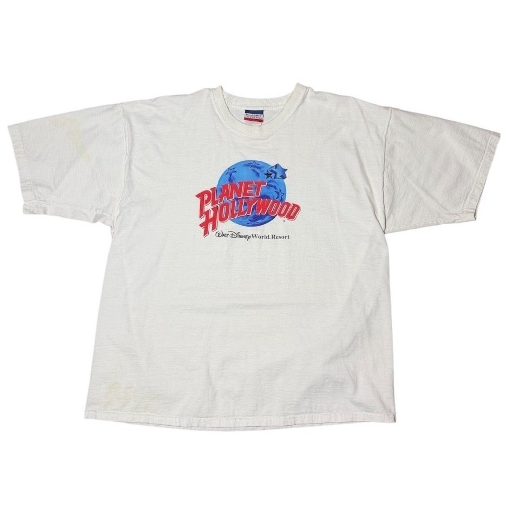 Vintage 90s Y2K Planet Hollywood Walt Disney World Resort Logo Graphic T-Shirt
